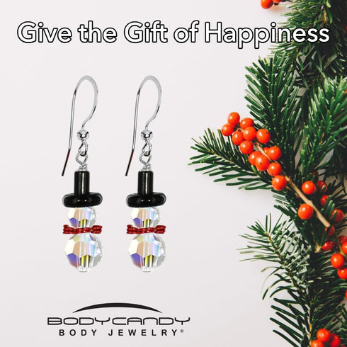 Body Candy Handcrafted Snowman Holiday Earrings Created with Crystal for Women, Mother, Friend, Wife...
