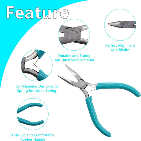 6Pcs Jewelry Pliers, Jewelry Making Tools Kit for Necklace, Bracelet, Earrings Making or Repairing, Include Nose Pliers, Wire Cutters, Crimping Pl...