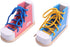 STOBOK 2pcs Wood Lacing Sneaker Learn to Tie Shoes Tie-Up Shoe Threading Toy Montessori Educational Toys (Blue + Pink)...