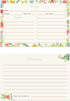 Modern Floral Recipe Cards / 50 Pack Of Double Sided Cooking Ingredients Cards / 6" x 4" Baking Directions Cards...