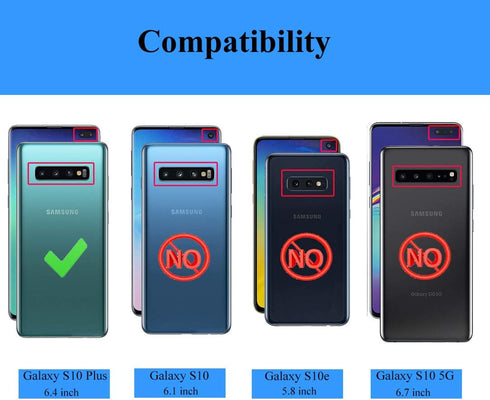 Androgate for Samsung Galaxy S10 Plus Case with HD Screen Protectors, Military-Grade Metal Ring Holder Kickstand 15ft Drop Tested Shockproof Cover...