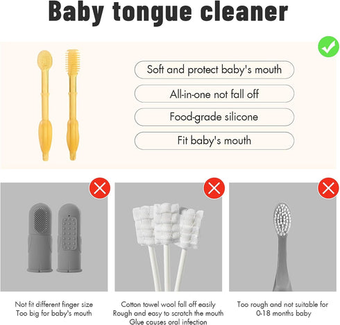 Baby Toothbrush, Silicone Baby Tongue Cleaner Newborn, Infant Toothbrush 0-6 months and 6 to 12 months, Baby First Toothbrush, Oral Cleaner, Baby ...