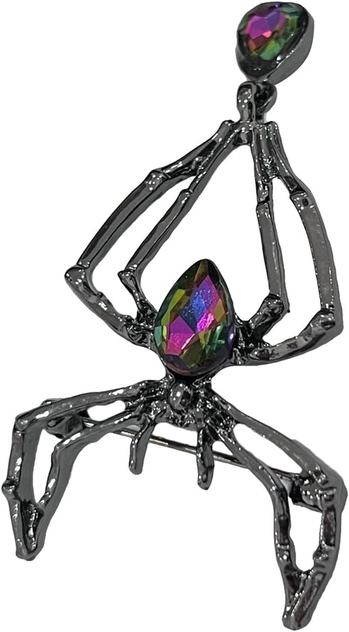 Creative Men Women Halloween Enamel Corsage Crystal Rhinestone Spider Shaped Brooch Pins (Black)...