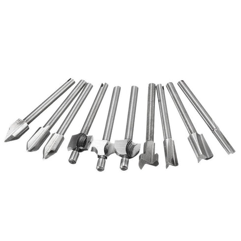 10Pcs Titanium Router Bits 1/8" Shank Carbide Engraving Milling Cutter Bit Set for Rotary Tools for DIY Woodworking, Carving, Trimming, Drilling...