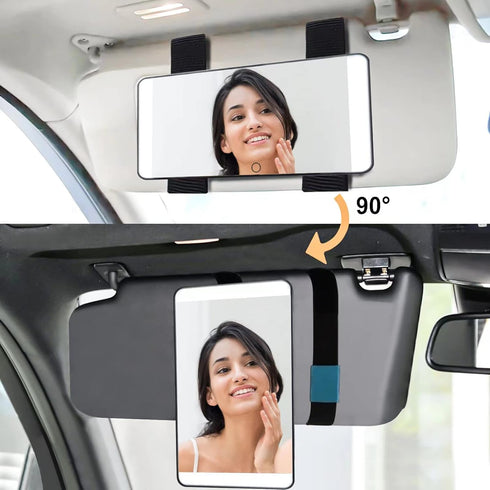 Car Visor Vanity Mirror, USB Rechargeable Visor Mirror with 3 Light Modes, Dimmable on Rear View Lighted Cosmetic Mirror for Car with Touch Screen...