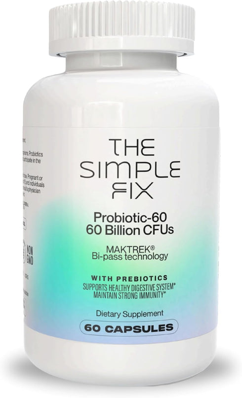 Daily Probiotic 60 Billion CFUs w/Organic Prebiotics - Gut Health, Clear Skin, Bloating Aid and Enhanced Nutrient Absorption. Probiotics for Woman...