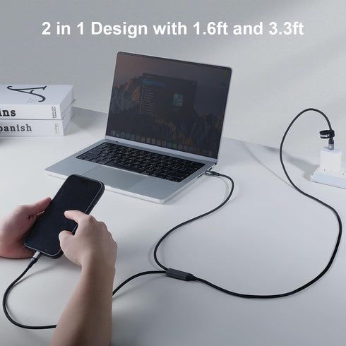 Nillkin Lightning & USB-c 2-in-1 Charging Cable,4.9 ft USB C to Lightning & USB C to USB C Long Fast Charger Cord for 15 14 13 12 11 Pro/max,iPad ...