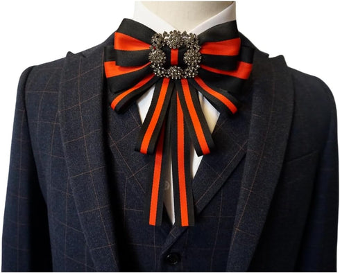 Topaz Christmas black bow tie brooch for women men bowknot costume brooches fashion jewelry cravat ribbon broach pin womens corsage jabot collar n...