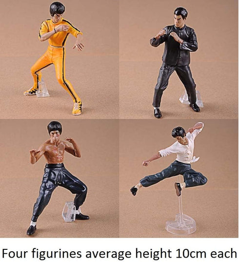 Palmetto Houseares Bruce Lee Figurine 4PCS Collection Set, Average Height of 4 Inch Hard Plastic Resin Figurine, Master of Chinese Kong Fu Martial...