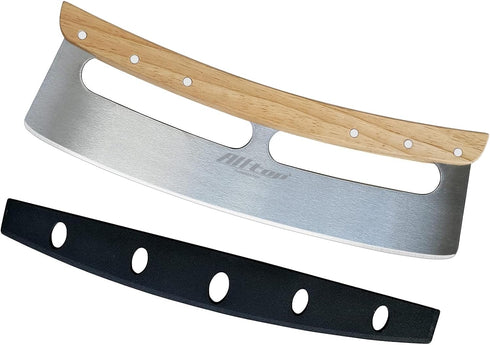 ALLTOP Pizza Cutter Rocker - High Performance Stainless Steel Slicer Blade with One-Piece Wooden Handle - Efficient and Durable Pizza Accessory - ...