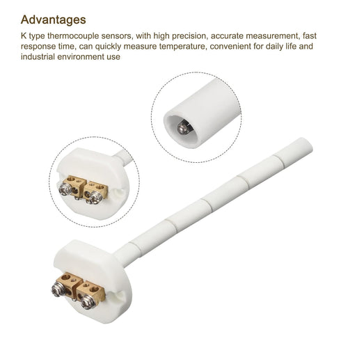 MECCANIXITY 4" K Type Ceramic Kiln Furnace Probe Thermocouple Sensor for Muffle Furnace Oven, High Temperature -50 to 1300°C 1.5x100mm...
