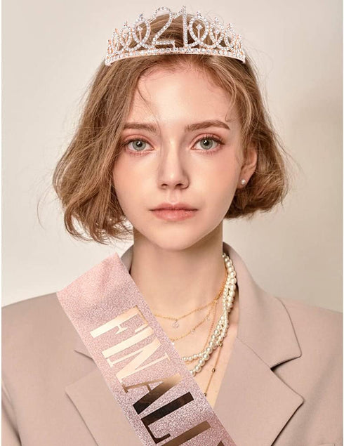 Finally 21 Rose Gold Sash and Crystal Tiara Set - 21st Birthday Party Decorations...