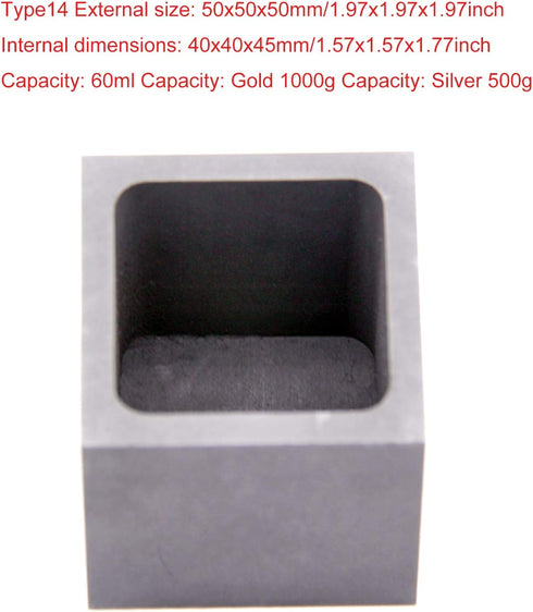 Graphite Ingot Mold, High Purity Refining Graphite, Melting Casting Mould for Gold Silver Aluminum Copper Brass Zinc Plumbum and Alloy Metals (1.9...