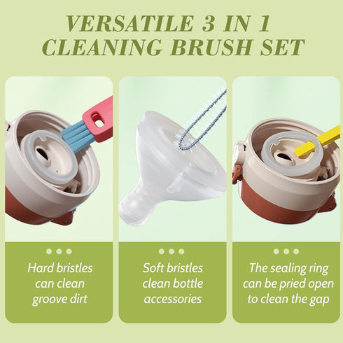 Straw Cleaner Brush for Owala FreeSip 24oz/32oz/40oz, Silicone Long Handle Bottle Brush for Owala Water Bottle,Plus 3 in 1 Cup Lid Cleaning Brush...