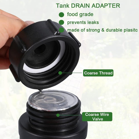 275 330 Gn IBC Tote Fittings Food Grade Water Tote Hose Adapter IBC Tote Tank Connector Tote Valve Fitting Drain Adapter 2" Coarse Thread X 3/4" M...