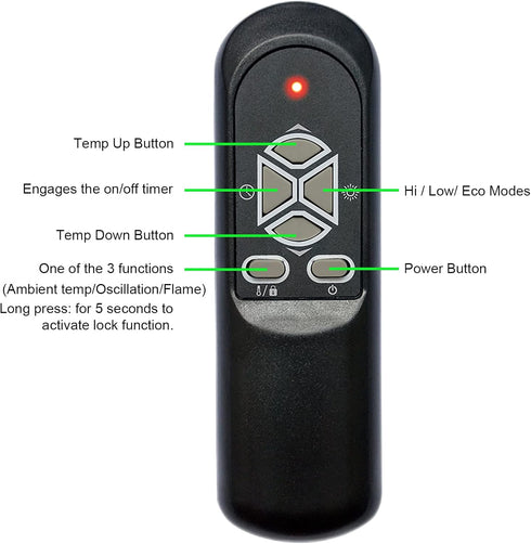 Replacement Remote Control for Lifesmart LS-4W1500-X LS-6DMIQH-X LS-8WIQH-LB-IN Portable Electric Infrared Quartz Indoor Medium Room Space Heater...