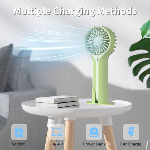 BDXXJ DABAIHQ Mini Portable Fan with Base, Small Handheld Fan with 3 Speeds, USB Rechargable, Battery Operated Personal Fan, Pocket Lash Fan for T...