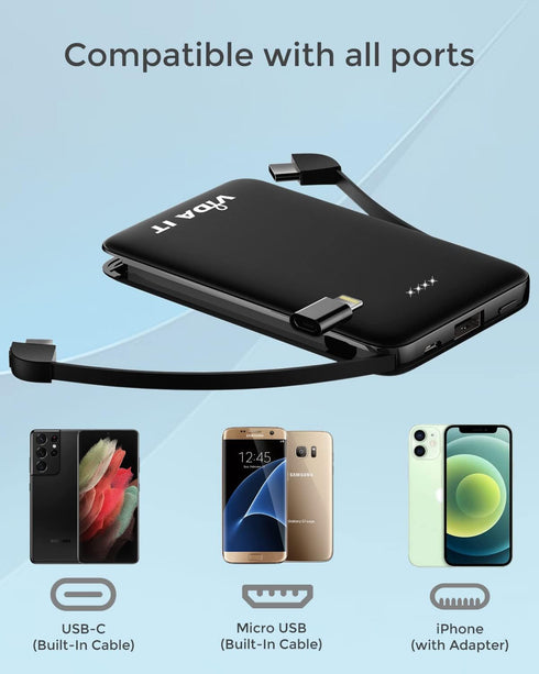 Vida IT Compact Power Bank Portable Charger for Samsung Galaxy S22 S21 S10 S7 Edge Motorola LG Google Pixel Android Cell Phone USB-C External Batt...