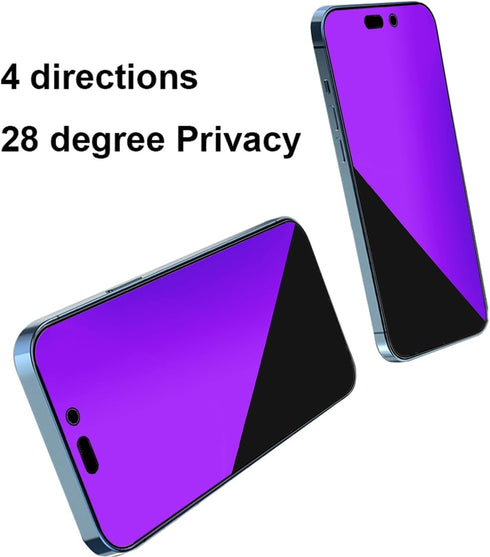 2 Pack 360 Degree Anti-blue Privacy Tempered Glass for iPhone 15 Pro Anti-Spy 4 Directions Screen Protector Film 4 Sides Anti-Peeping 6.1 inch......