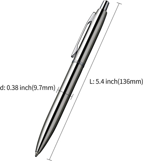 3 Pcs Retractable Metal Ballpoint Pens, for Gift, Business, Office, 1.0mm Medium Point Black Ink, 6 Extras Replaceable Metal Refills - Stainess St...