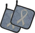 Caroline's Treasures AN1210PTHD Clear Ribbon for Lung Cancer Awareness Pair of Pot Holders Kitchen Heat Resistant Pot Holders Sets Oven Hot Pads f...