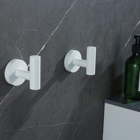 White Towel Hooks Coat Hook, Robe Hook for Bath and Kitchen,Bathroom Hardware Accessories, SUS 304 Stainless Steel Wall Hook 2 Count...