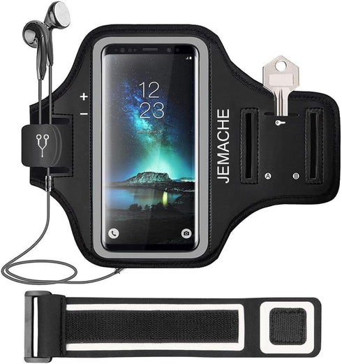 Galaxy S10 S9 S8 Armband, JEMACHE Gym Running Exercises Workouts Phone Arm Band for Samsung Galaxy S10/S9/S8/S7 Edge (Black)...