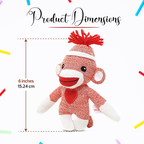 Adorable Sock Monkey 6 Inches, The Original Traditional Hand Knitted Stuffed Animal Toy Gift-for Kids, Babies, Teens, Girls and Boys Baby Doll Pre...