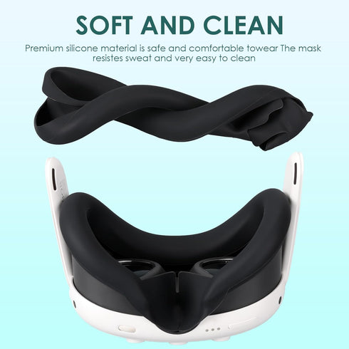 Silicone Case for Meta Quest 3?Enhanced VR Experience MetaQuest 3 face Cushion-Sweatproof and Light-Blocking Washable VR Face Plate Mask Accessori...