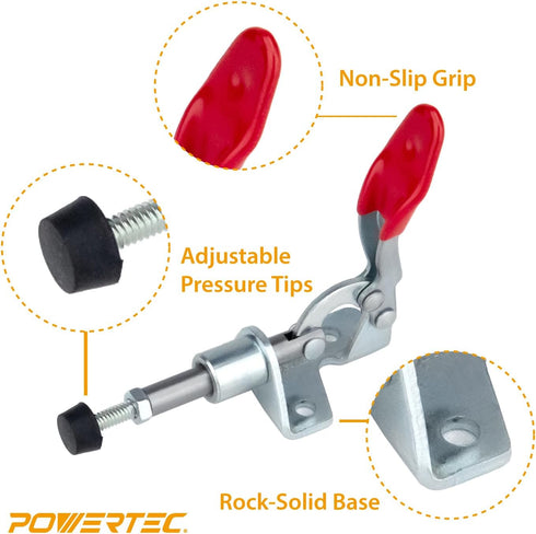 POWERTEC 2PK Toggle Clamp, 100lbs Holding Capacity, 301A Quick Release Push Pull Clamp for Woodworking Jigs and Fixtures, Pocket Hole Jigs, Weldin...