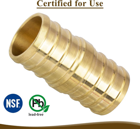 JUWO 3/4" PEX Coupling, PEX Fitting for Plumbing Repairs, Sturdy and Durable Brass Crimp Fitting (5 Pack)...