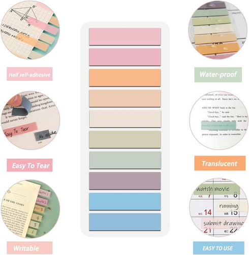 Index Tabs, 4 Pack 800 Pcs Page Markers Sticky Note Page Labels, Transparent Writable Repositionable File Flags, Morandi Stickers Label for Readin...