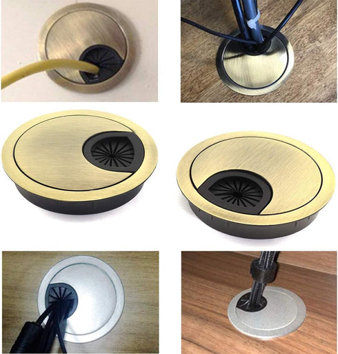5pcs 2-3/8 inch (60mm) Metal Desk Grommets for Managing and Hiding Wire Cord Cable Hole Cover Office PC Desk Cable Cord Organizer Zinc Alloy Cover...