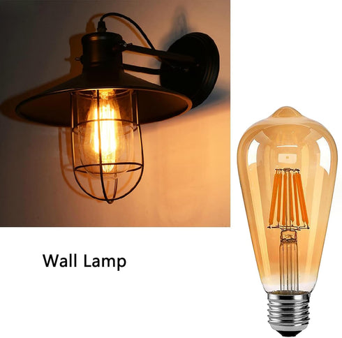 ST64 Light Bulbs 8W Dimmable Vintage LED Edison Bulbs ST64 Antique LED Filament Bulbs 80 Watt Equivalent Warm White 2300K E26 Base Retro Vintage B...