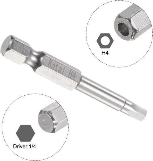 5pcs H4 Hex Screwdriver Bit 1/4" Hex Shank 2" Length Magnetic Security Screw Driver Power Tool...