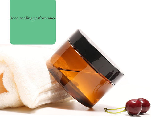 2pcs 8oz Amber Plastic Cosmetic Jars,Wide Mouth Refillable Containers with Lids for Cream, Lotion, Powder, ointment, Bath Salt and Body Butter etc...