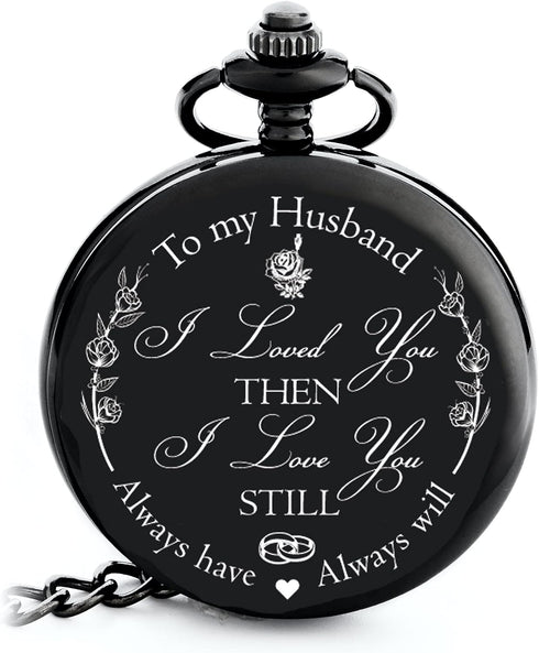 FJ FREDERICK JAMES Anniversary Gift's for Men - Engraved ‘to My Husband’ Pocket Watch | Anniversary Gift's for Him I Love You Gift for Husband for...