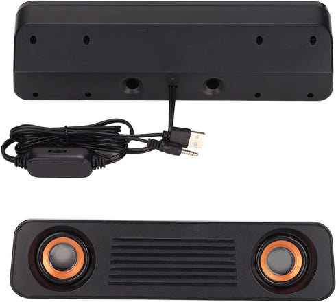 Portable HiFi Sound Wired Computer Sound Bar, USB Powered 3.5mm Audio Jack 60Hz-20kHz Speaker for Desktop, Laptops, Phones, Tablets, Xbox, Noteboo...