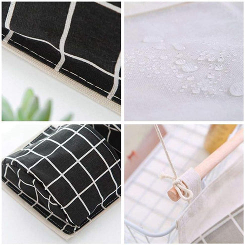 AUHOKY 3Pcs Wall Closet Hanging Storage Bag, Premium Linen Fabric Over The Door Organizer, Hanging Storage Pouches with 3 Pockets for Bedroom Bath...