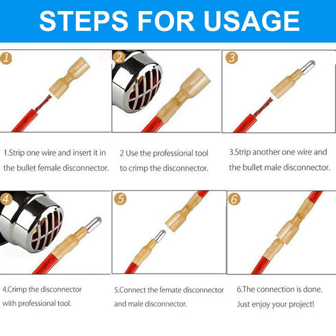 Heat Shrink Bullet Connectors, 100 Pcs Female Male Electrical Bullet Butt Terminals Insulated Waterproof Marine Bullet Connectors for Watercraft, ...