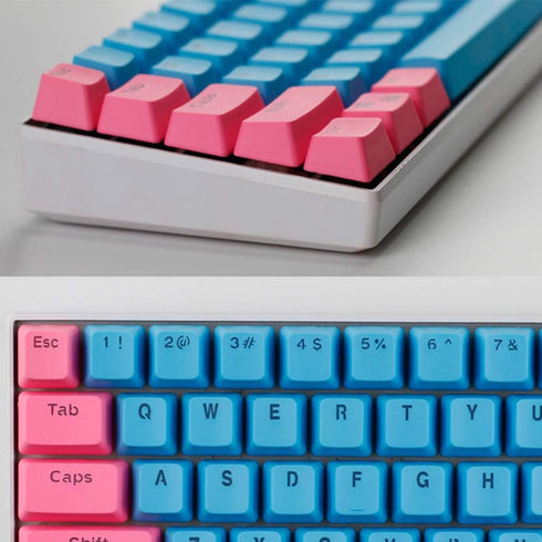 61 Keys PBT Keycap OEM Overview Set Thick Key Caps 61 Mechanical Keyboard for DIY Cherry MX Mechanical Keyboard Backlit,Only Keycap (Blue-Pink),On...