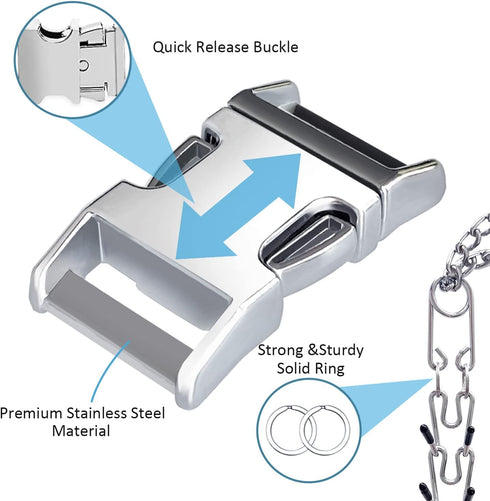 Fastener Stainless Steel Buckle 3.0mm for Small Medium Large Dogs Collar Steel Chrome Plated No Pull Dog Training Collar...