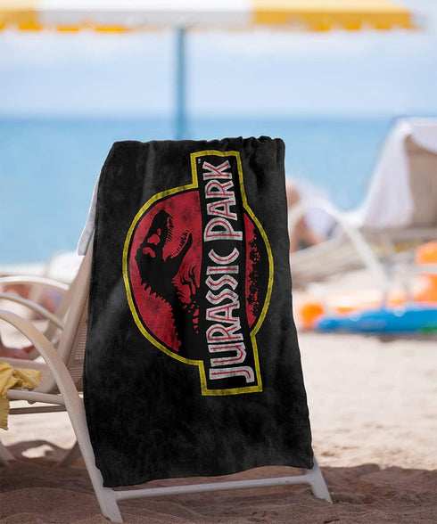 Trevco Jurassic Park Classic Logo Officially Licensed Beach Towel 30" X 60"...
