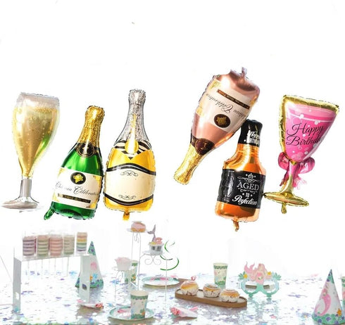 Collect Present Champagne and Wine Bottle Balloons – 12 Foil Balloons – Birthday, Bachelorette and Engagement Party Decorations...