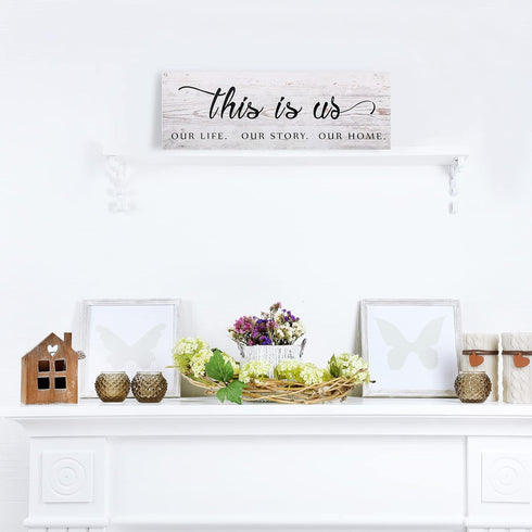 Jetec This Is Us Wall Sign Wooden Family Wall Plaques Inspiration Sign Farmhouse Entryway Rustic Plaques Art with Quotes for Living Room Bedroom C...