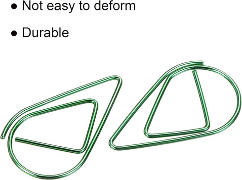 MECCANIXITY Paper Clip Drop-Shaped Cute Decorative Clips Bookmarks with Box 1 Inch Green for Organize Office Home, Pack of 100...