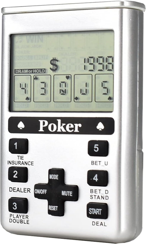 Electronic Poker Game Handheld 7 in 1 Silver...
