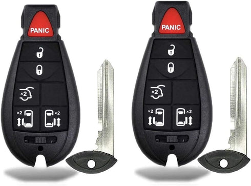 2 New Keyless Entry 6 Buttons Remote Start Car Key Fob Fobik M3N5WY783X, IYZ-C01C for Town Country Dodge Grand Caravan Volkswagen Routan...