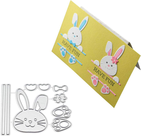 Bow Rabbit Metal Die Cuts, Easter Rabbit Bowtie Bow Cutting Dies Cut Stencils for DIY Scrapbooking Album Decorative Embossing Paper Dies Card Maki...
