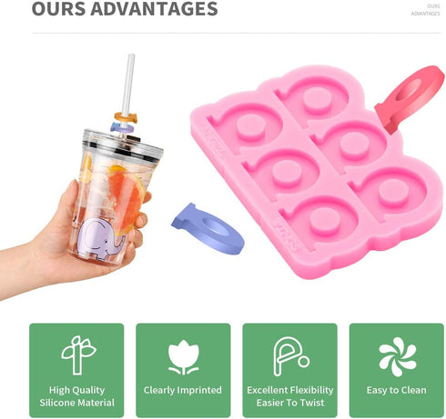 Super Glossy Straw Topper Resin Molds Circle Shape Silicone Molds for Straws Attachment DIY Epoxy Resin Casting Mold Craft...